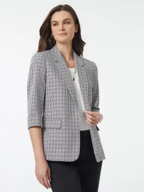 Houndstooth Open Front Jacket