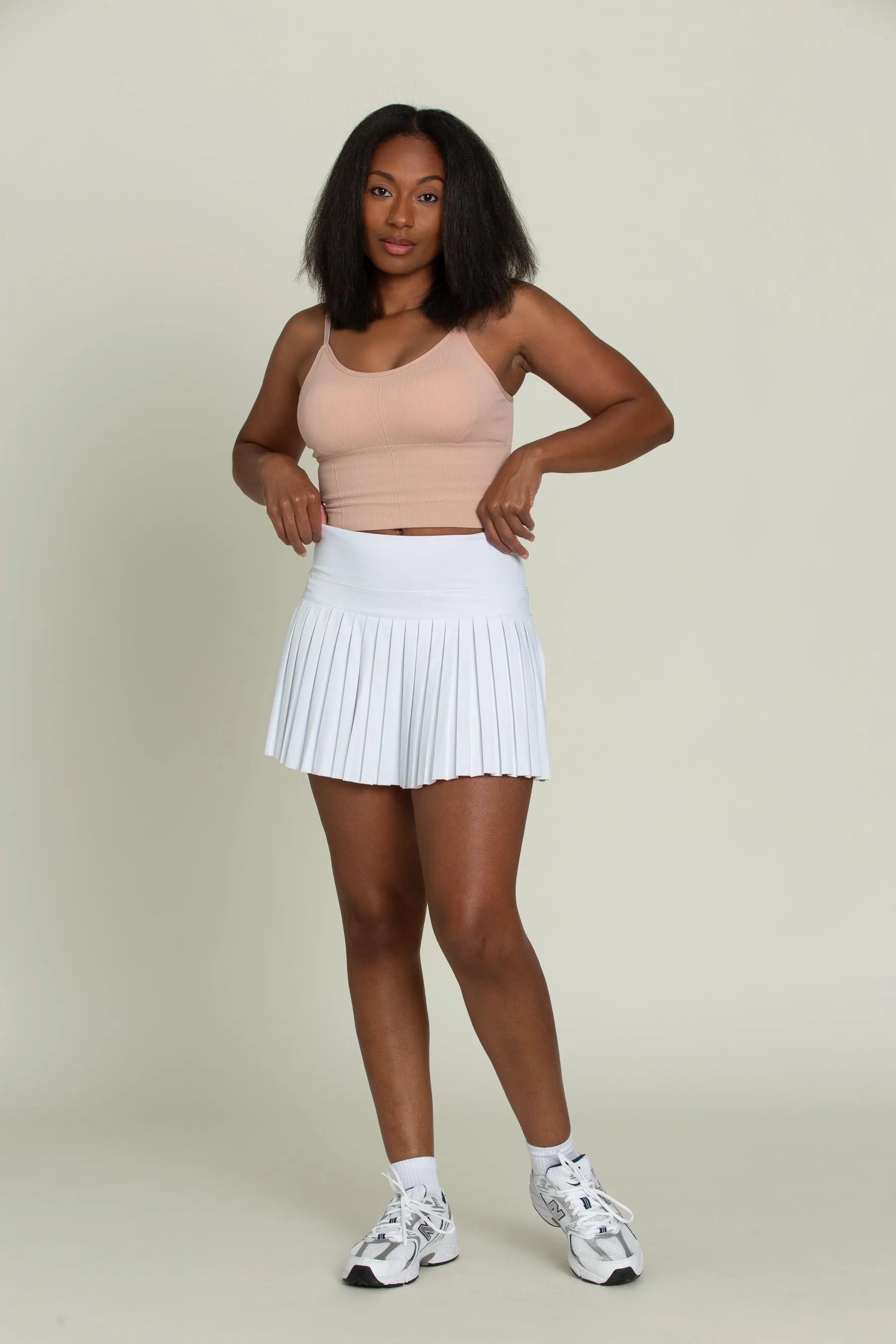 15" Off-White Pleated Tennis Skirt