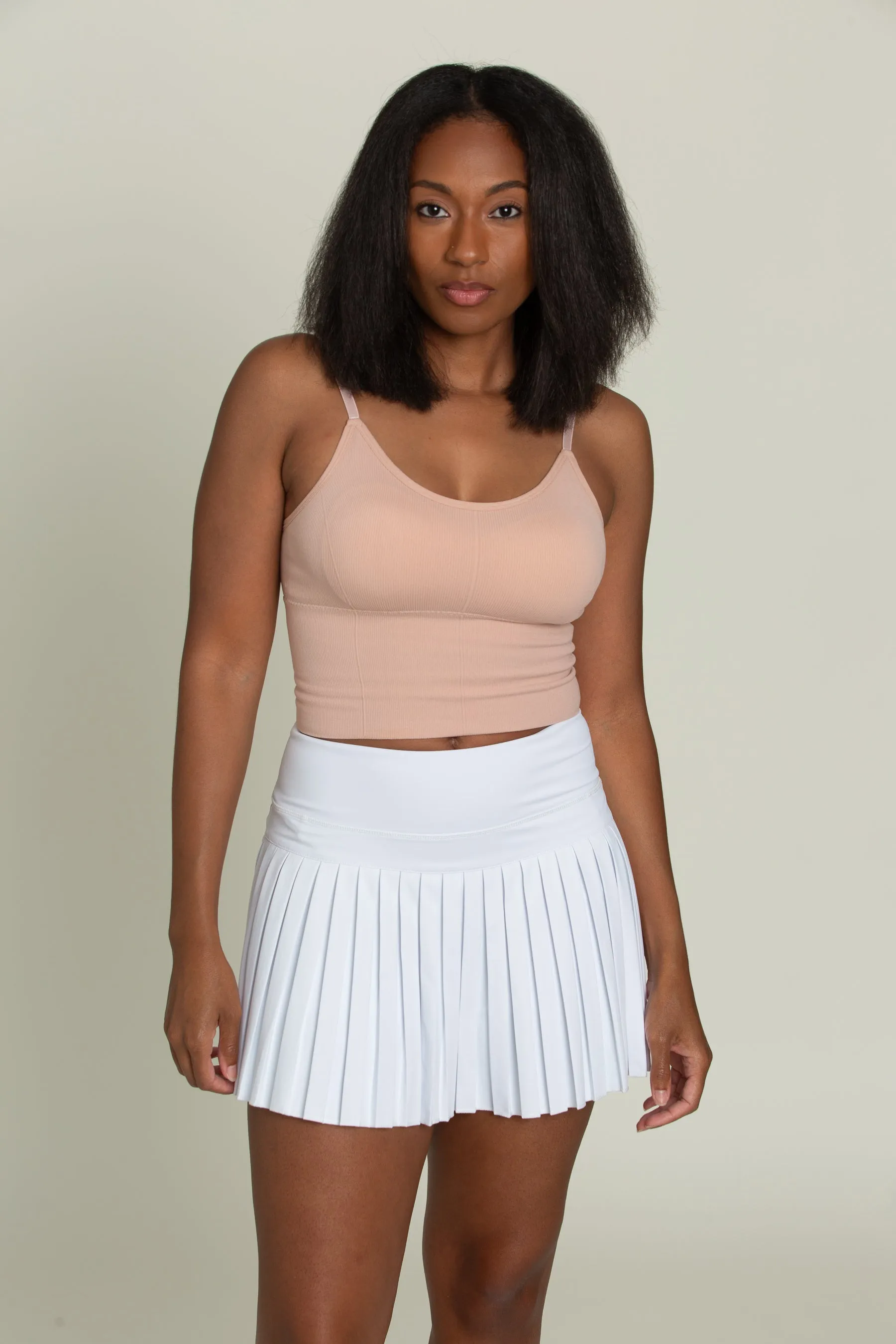 15" Off-White Pleated Tennis Skirt