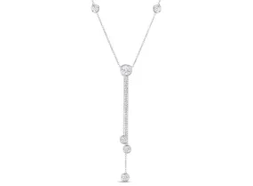 18K WHITE GOLD DIAMONDS BY THE INCH TRIPLE DROP NECKLACE