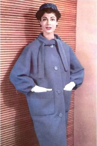 1958 Yves Saint Laurent for Christian Dior Couture Documented Periwinkle Coat