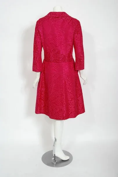 1962 Christian Dior Haute Couture Pink Textured Silk Dress & Bow Jacket