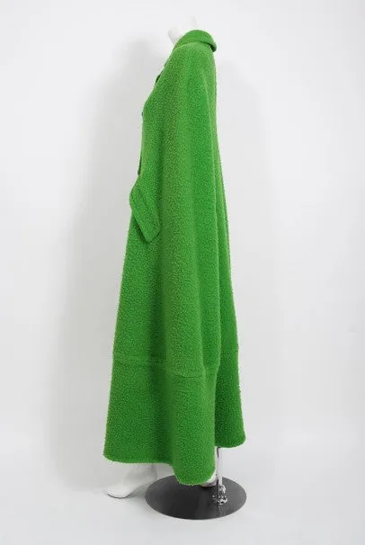 1966 Christian Dior Haute-Couture Documented Green Wool Full-Length Cape