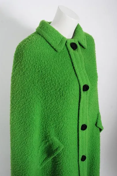 1966 Christian Dior Haute-Couture Documented Green Wool Full-Length Cape