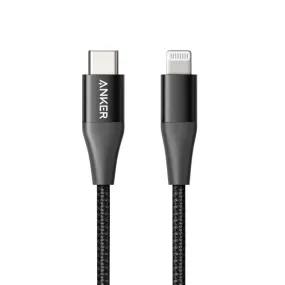 Anker PowerLine  II USB C to Lightning Cable Braided Nylon Fast Charging 3ft/0.9m Cable A8652