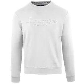 Aquascutum Embossed Brand Logo White Sweatshirt