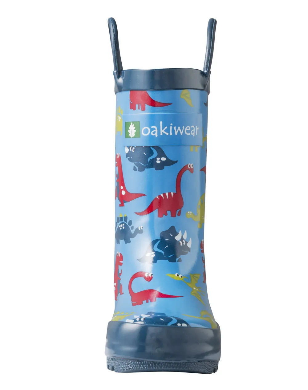 Blue Dinosaurs Loop Handle Rubber Rain Boots