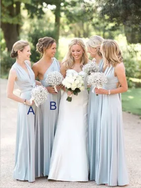 blue infinite bridesmaid dresses long convertible cheap a line wedding guest dress vestido de novia