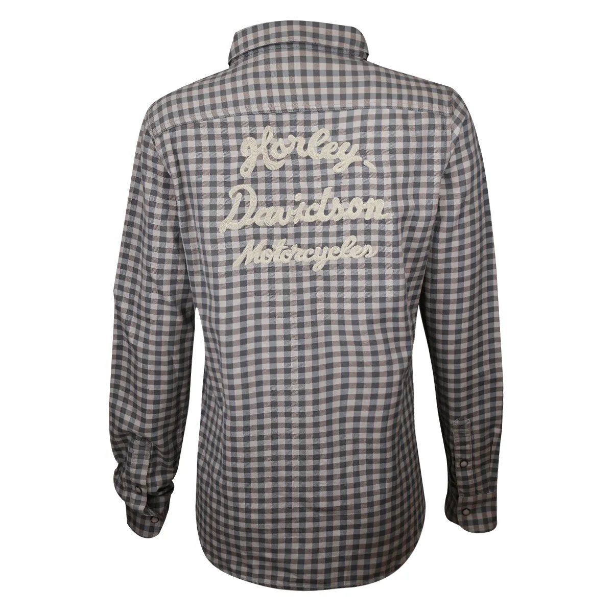 Branded  Women's Grey Blue Plaid L/S Woven Shirt