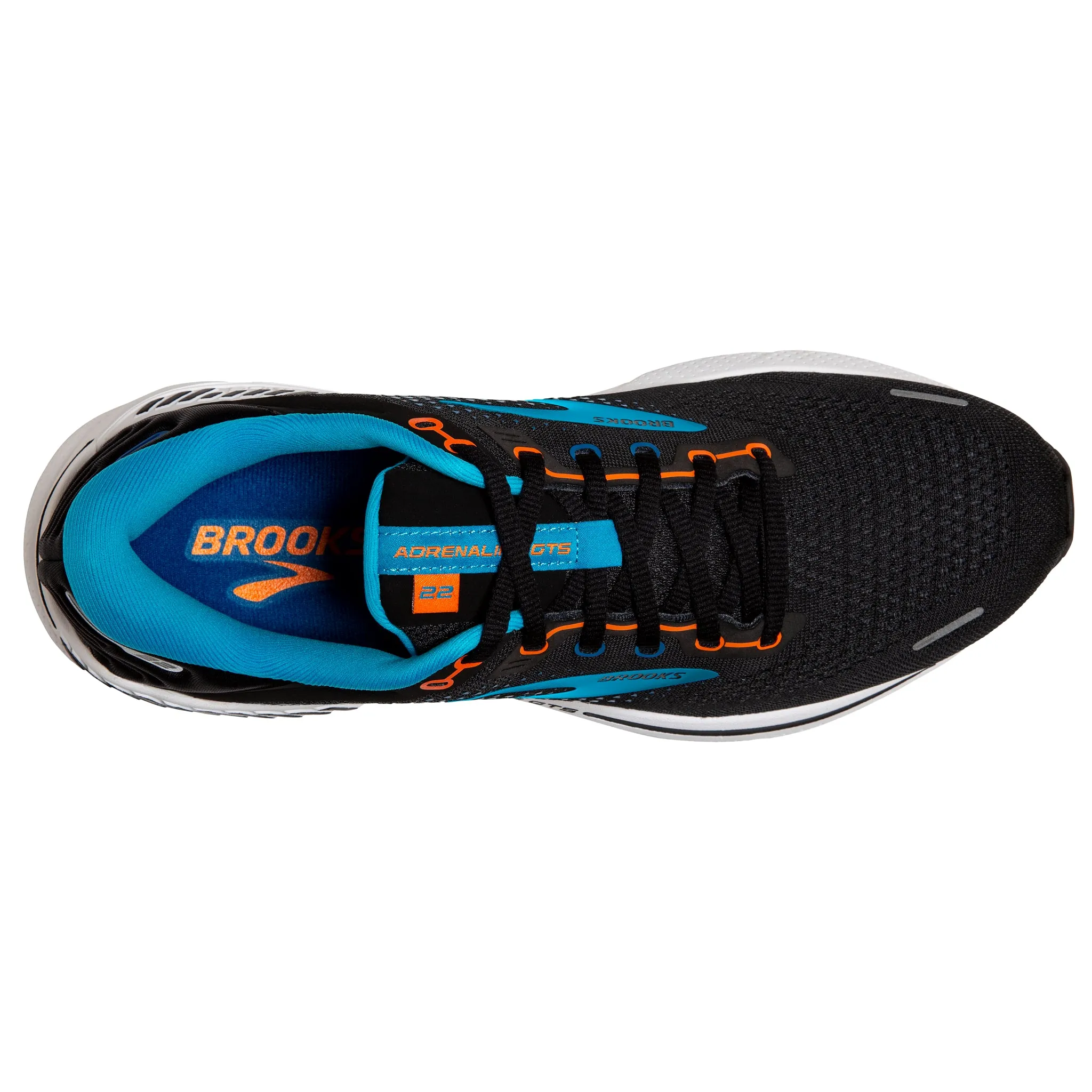 Brooks Men's 110366 034 Adrenaline GTS 22 Black/Blue/Orange Cushion Support Running Shoes