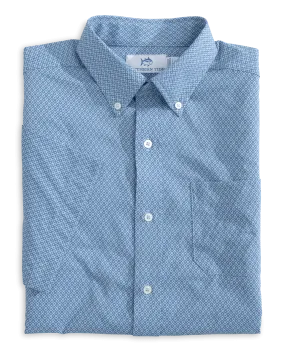 brrr° Intercoastal Retro Geo Short Sleeve Sport Shirt - Coronet Blue