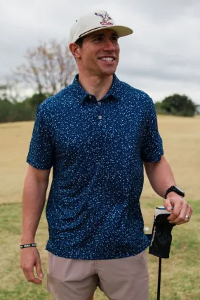 Burlebo Navy Speckled Performance Polo