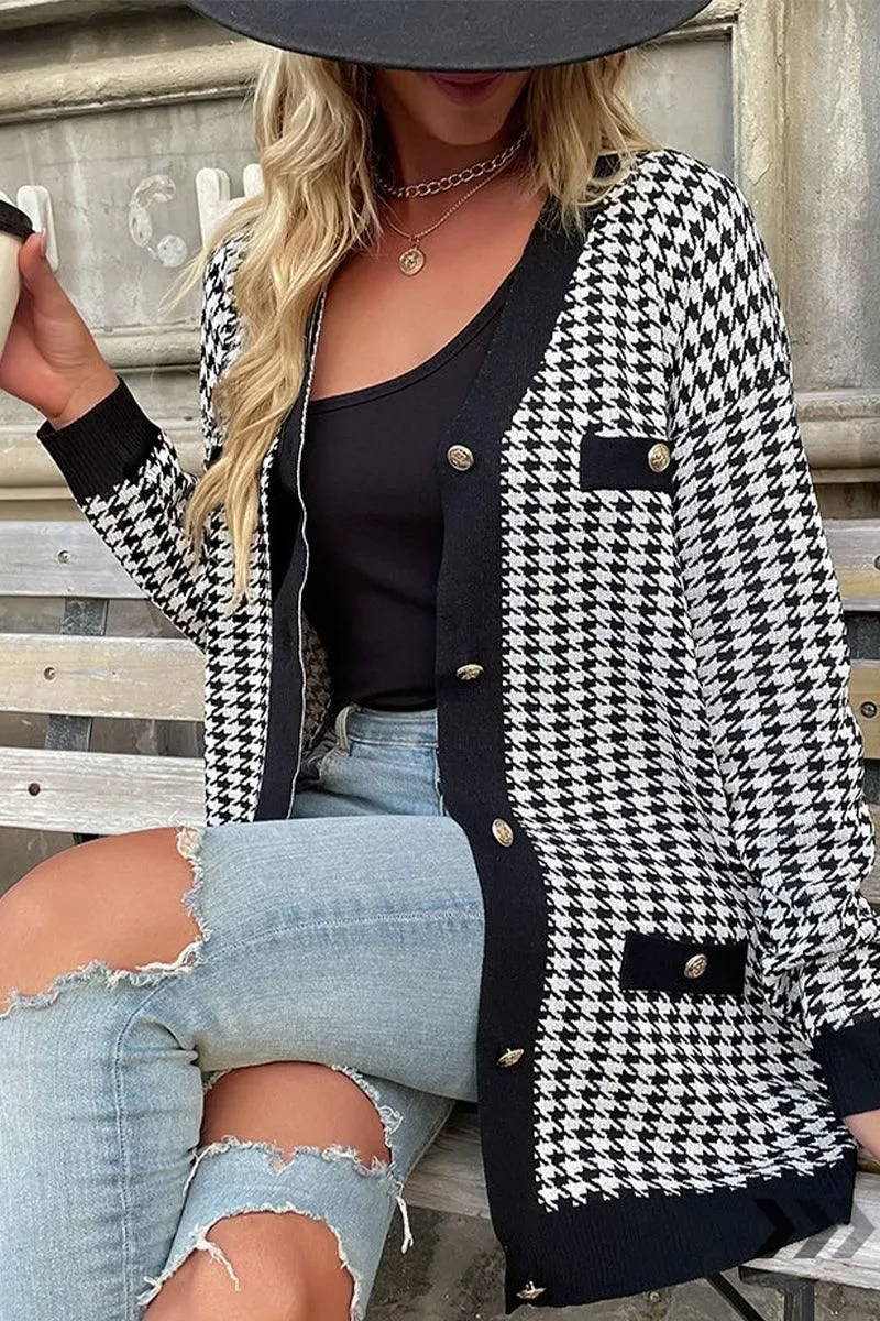 BUTTON CLOSURE PATTERNED CASUAL JACKET