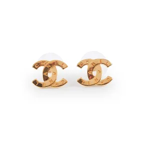 Chanel CC Logo Gold Stud Earrings Costume Jewellery