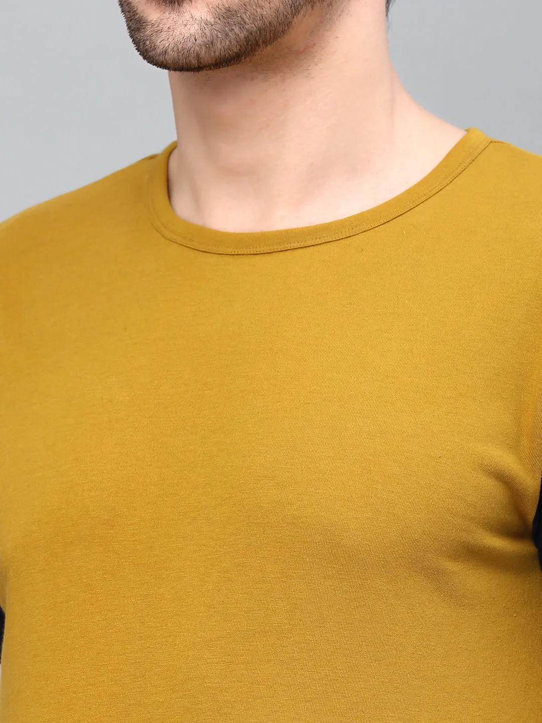 Color Block Round Neck  Full Sleeve T-Shirt