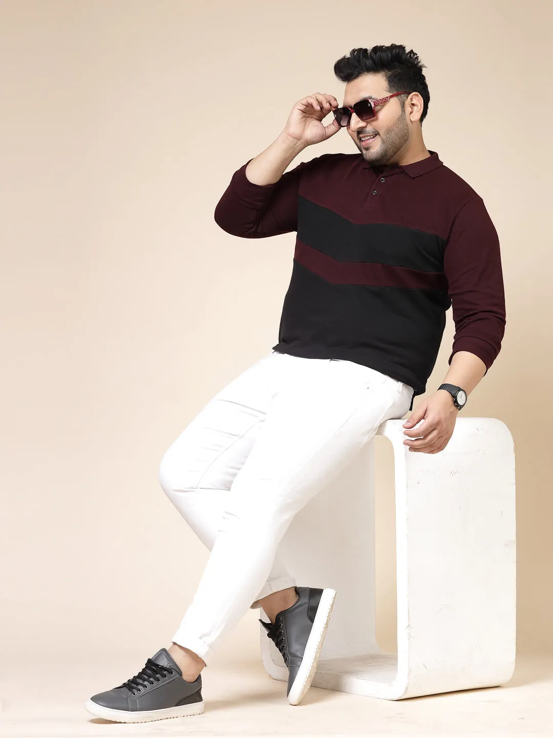 Colorblock Polo with Extended Sleeves