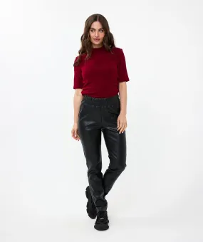 Esqualo Black Vegan Pull On Trousers