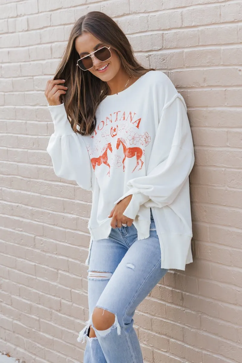 Free People Montana Graphic Camden Sweatshirt