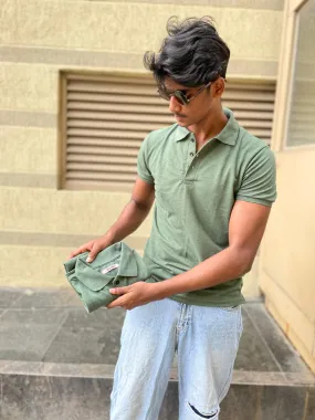 Green Melange Polo Tshirt