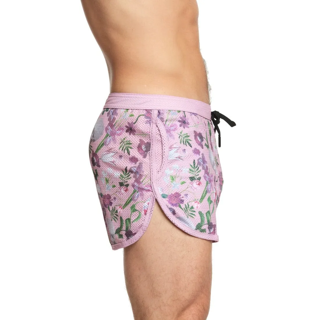 Hand Painted Dutch Floral Mesh Short Pink