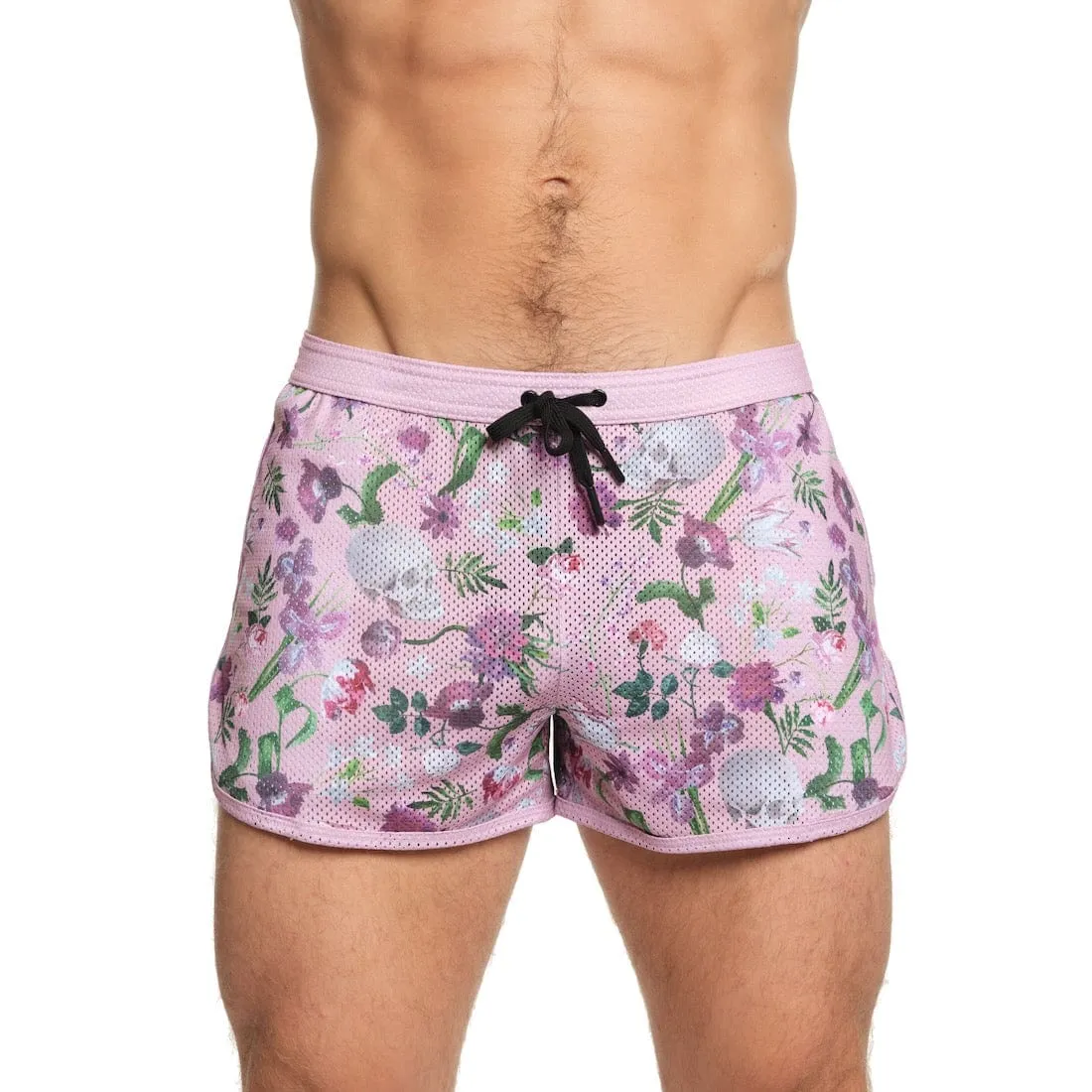 Hand Painted Dutch Floral Mesh Short Pink