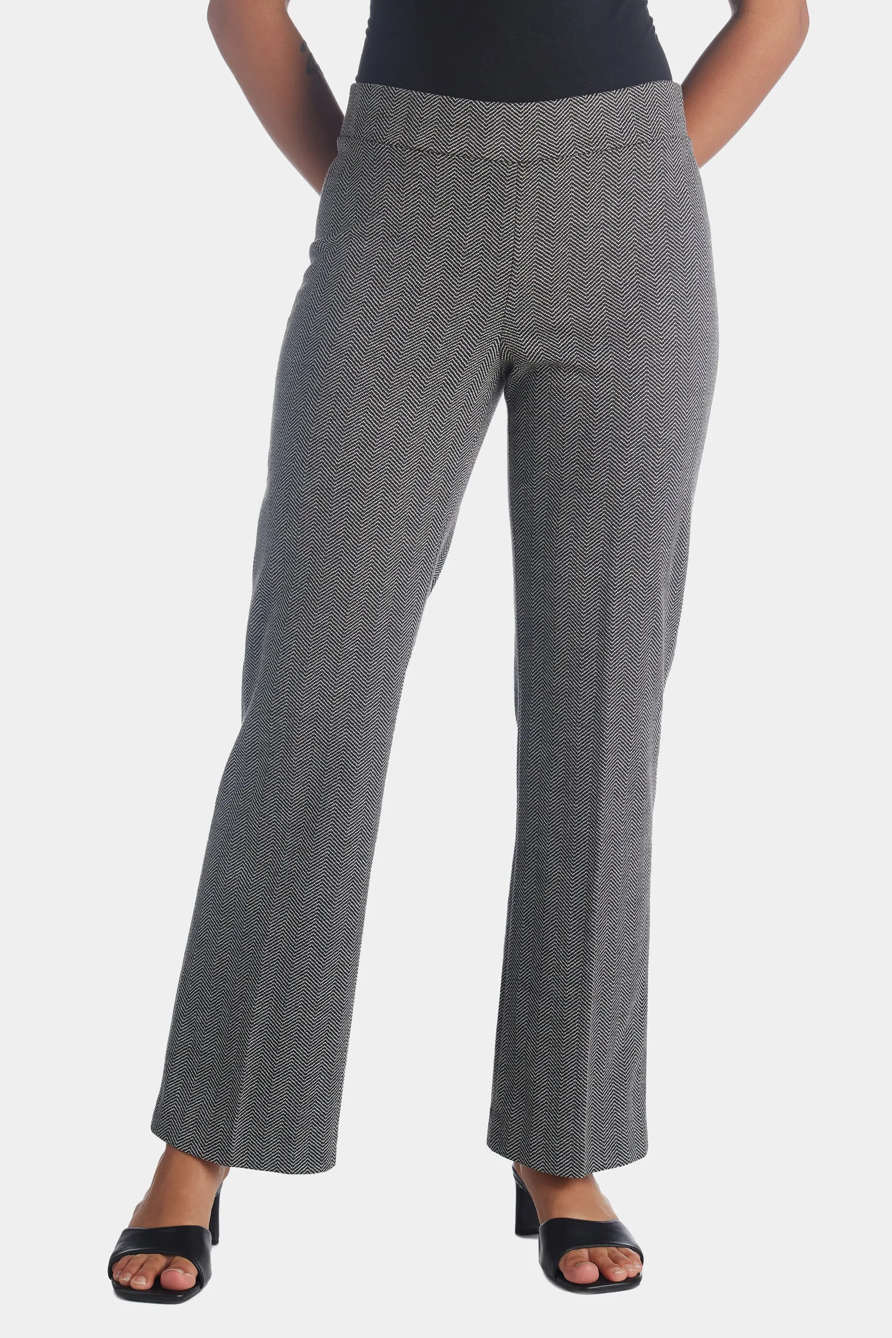 Herringbone Pull On Wide Leg Pant