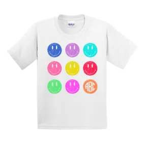 Kids Monogrammed 'Retro Smileys' T-Shirt