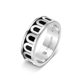 L'Arc de DAVIDOR Ring MM, 18k White Gold with Caviar Lacquered Ceramic