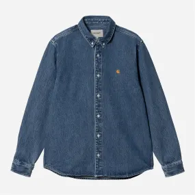 L/S Weldon Shirt - Blue (heavy stone wash)