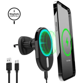 MagVent Magnetic Wireless Fast Charging Mount for iPhone 15, 14, 13 Series | Vent | Black