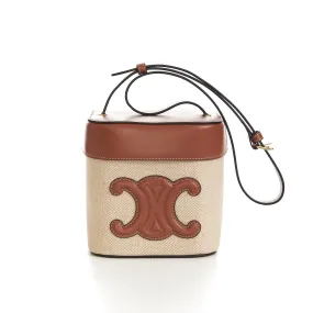 Medium Box Cuir Triomphe In Natural Textile & Tan Calfskin