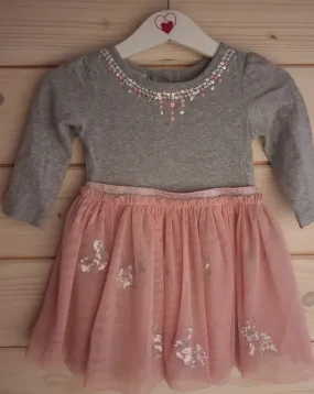 Pink & Grey Dress - 3-6 months