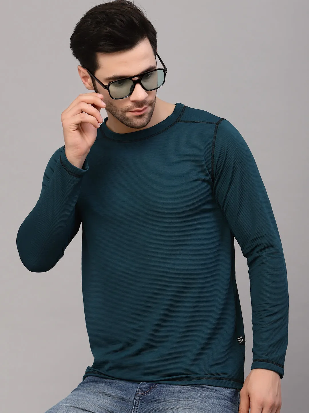 Poly Corduroy Round Neck T-Shirt