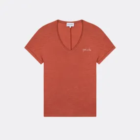 "Good Vibes" Linen Château T-Shirt (Terracotta)