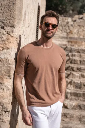 Rusty knitted cotton t-shirt - Made in Italy