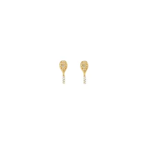 Tennis Racket Crystal and Enamel Stud Earrings