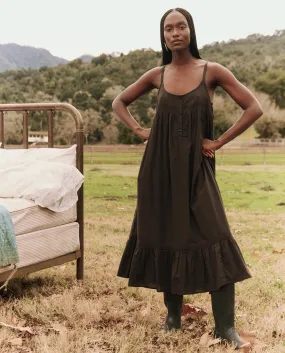 The Eyelet Ruffle Tank Night Dress. -- Black