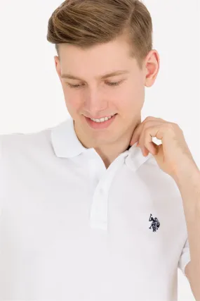 USPA Polo Shirt Men White VR013 USPOM188 Single Color Horse US Polo Assn.